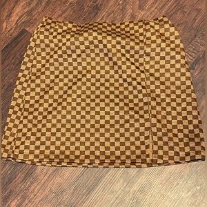 Hippie Rose Brown Checkered Miniskirt